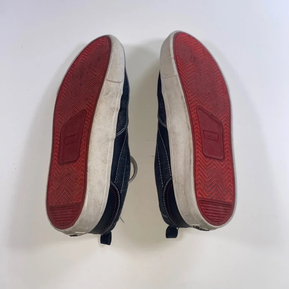 Levis‎ Mens 51935202A Denim Low Top Sneakers Navy Blue Red Size 8.5 US